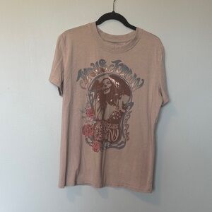 Janis Joplin by Goodie Two Sleeve Graphic Tee in Dusty Rose/Beige